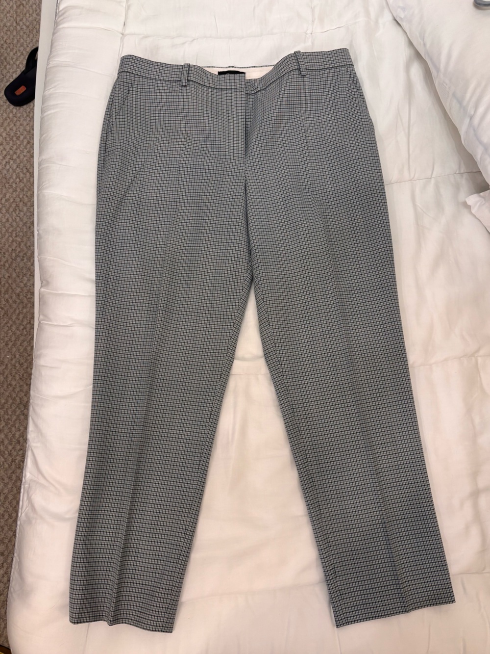 Theory Sz 8 Wool Micro-Houndstooth Dress Pants in light blue, black and cream